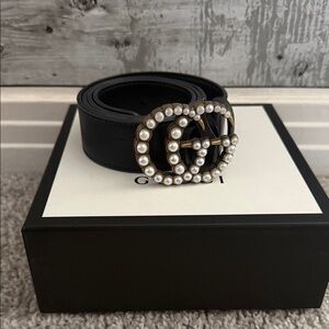 GG buckle leather belt